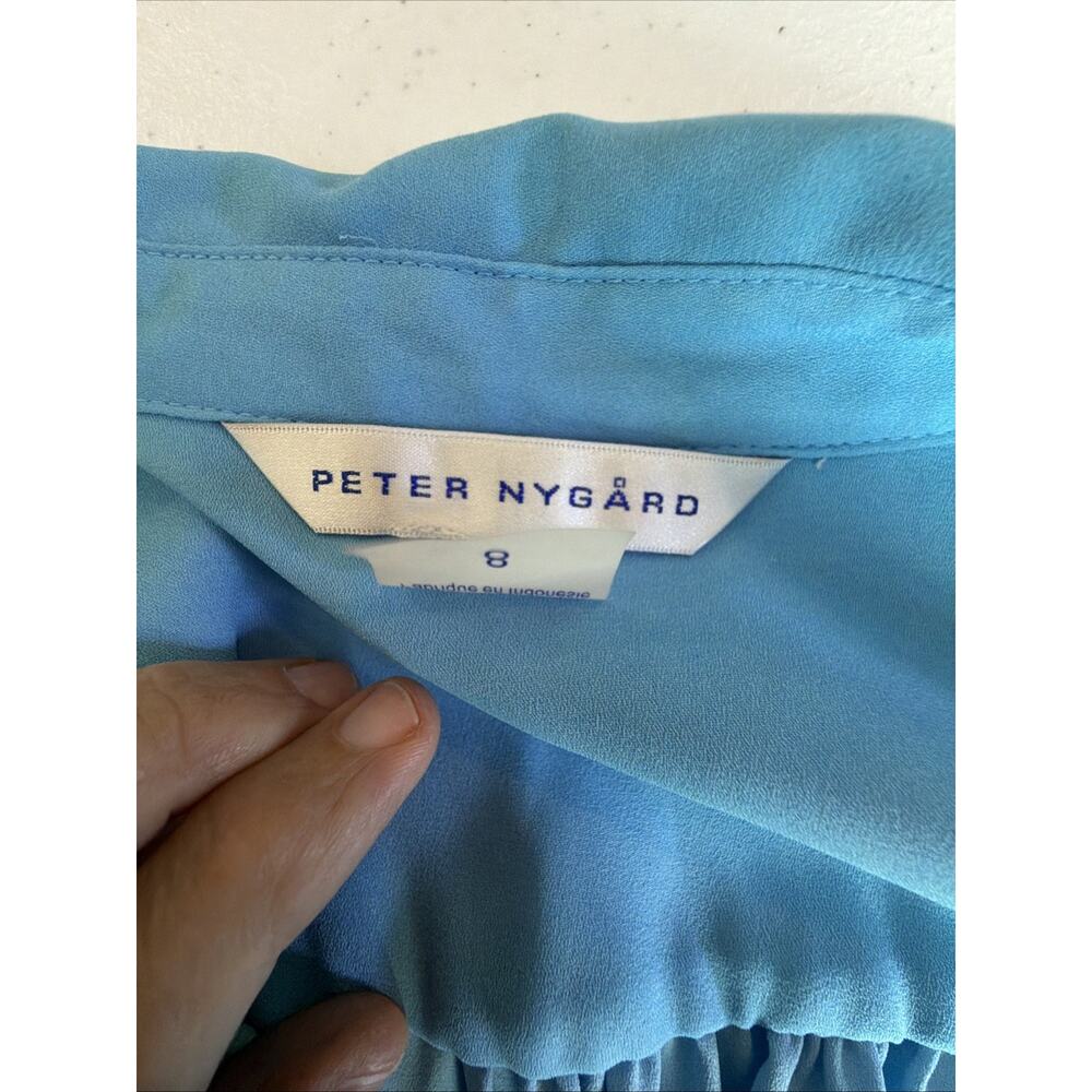 Peter Nygard Long 8 Blue Floral Sleeveless victorian resort vacation Dress vest - Picture 8 of 12